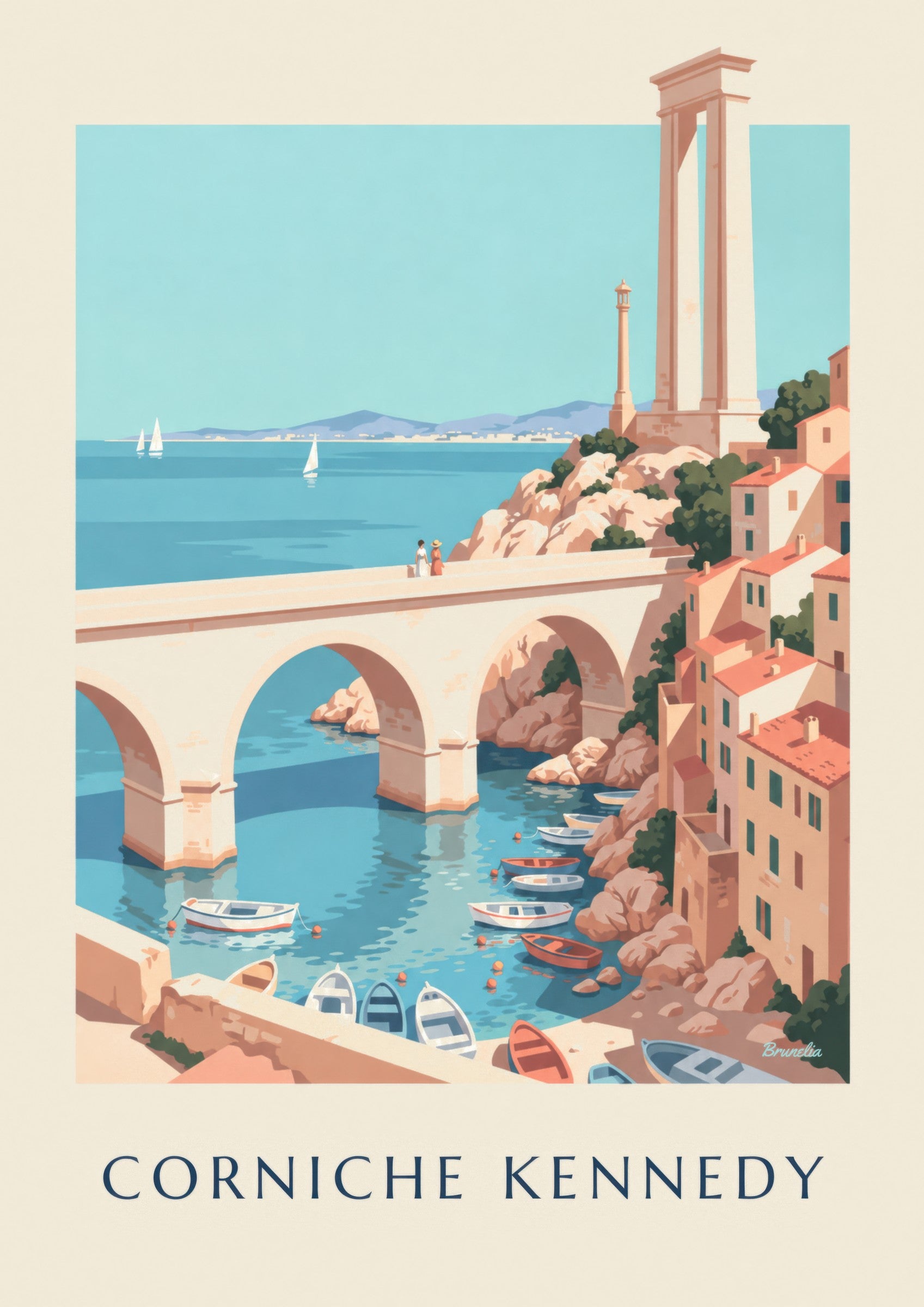 Affiche Corniche Kennedy à Marseille: detail in close-up