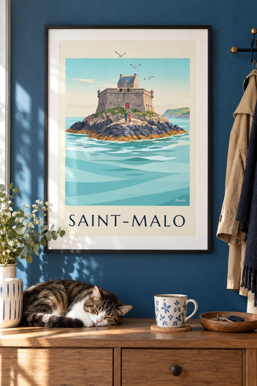 Poster van Fort Petit Bé in Saint-Malo : ingelijst aan de muur