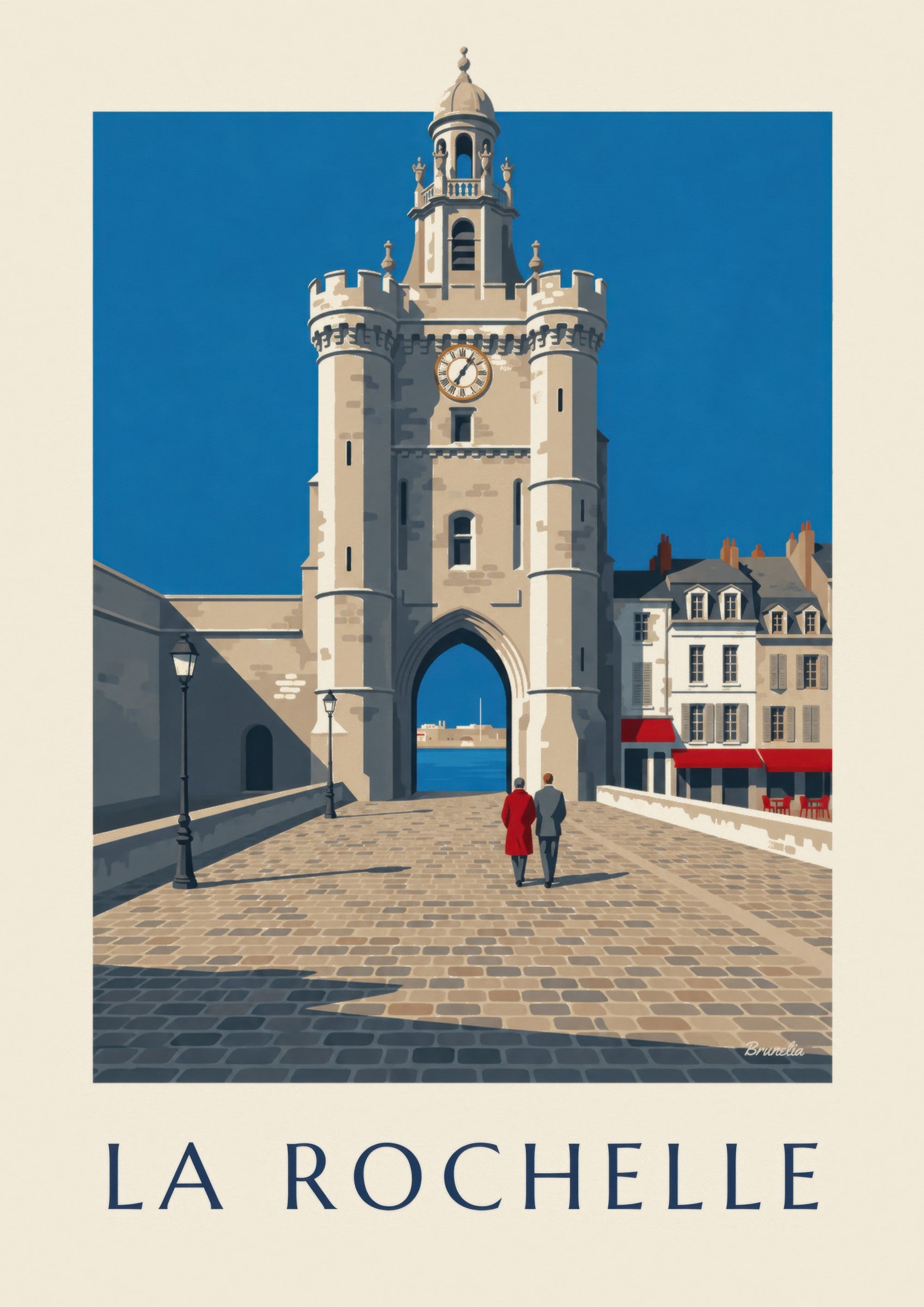 Affiche porte de la Grosse Horloge à La Rochelle: detail in close-up