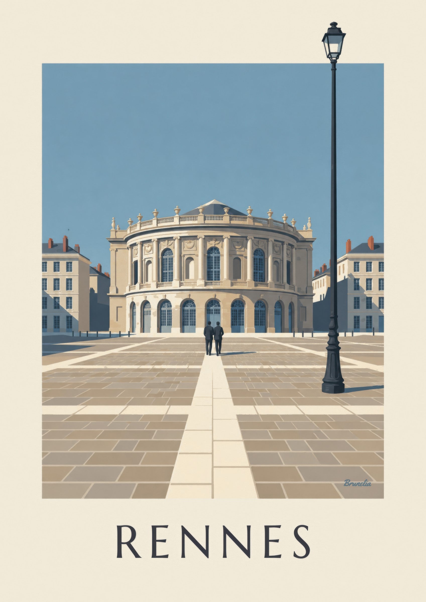 Affiche Rennes, l’opéra en rotonde place de la Mairie: detail in close-up