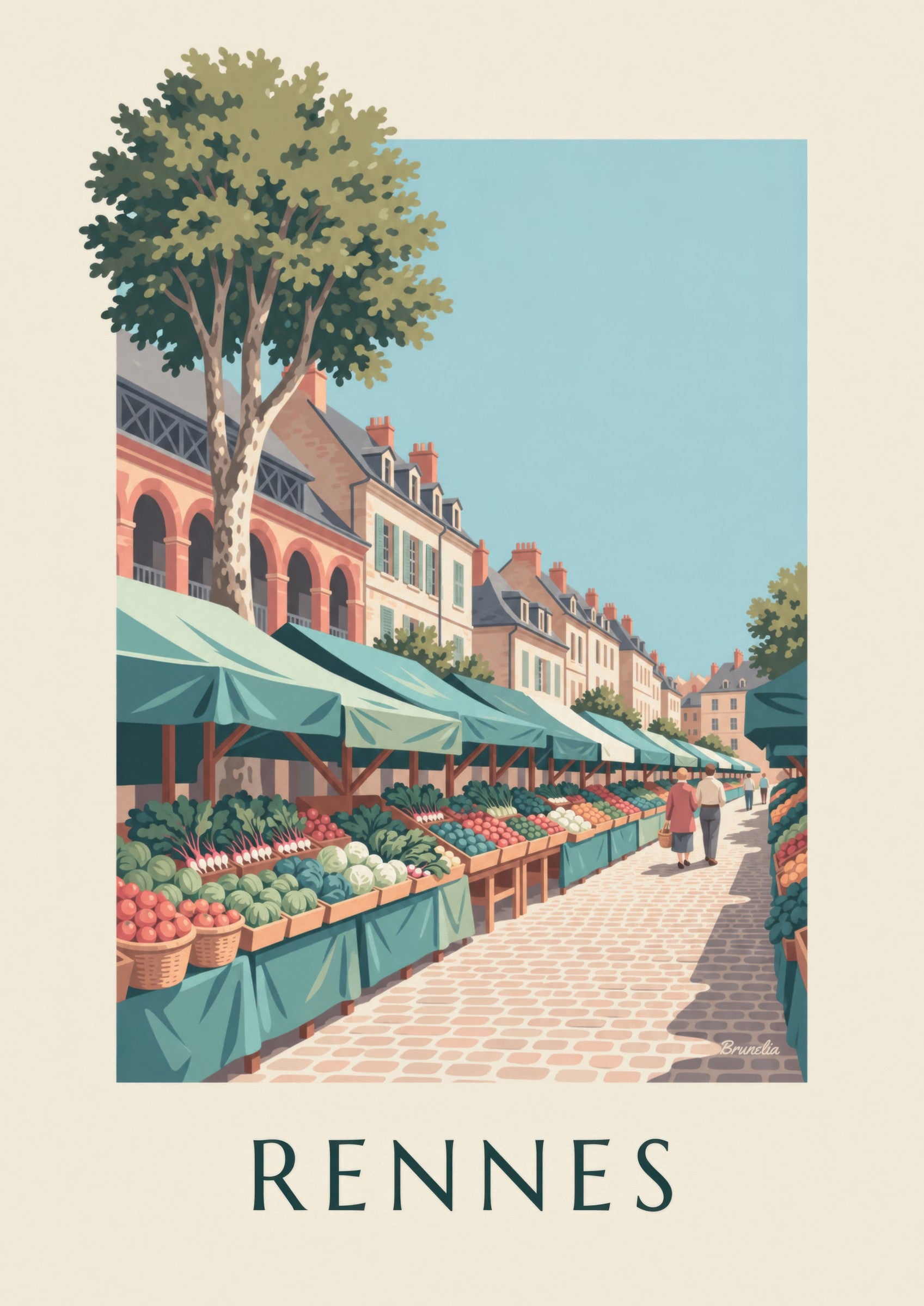 Affiche marché des Lices à Rennes: detail in close-up