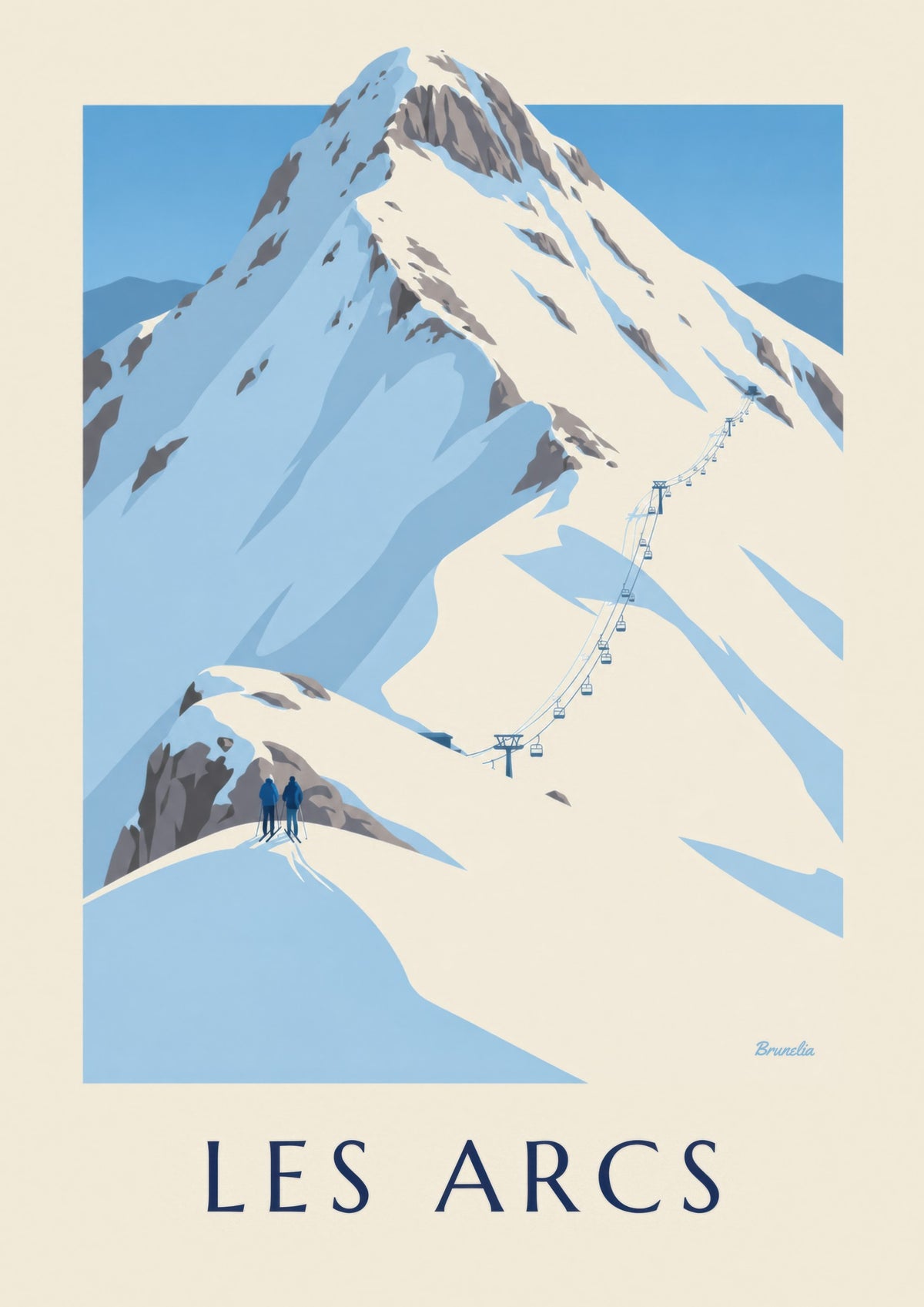 Poster Les Arcs, besneeuwde berg | Brunelia