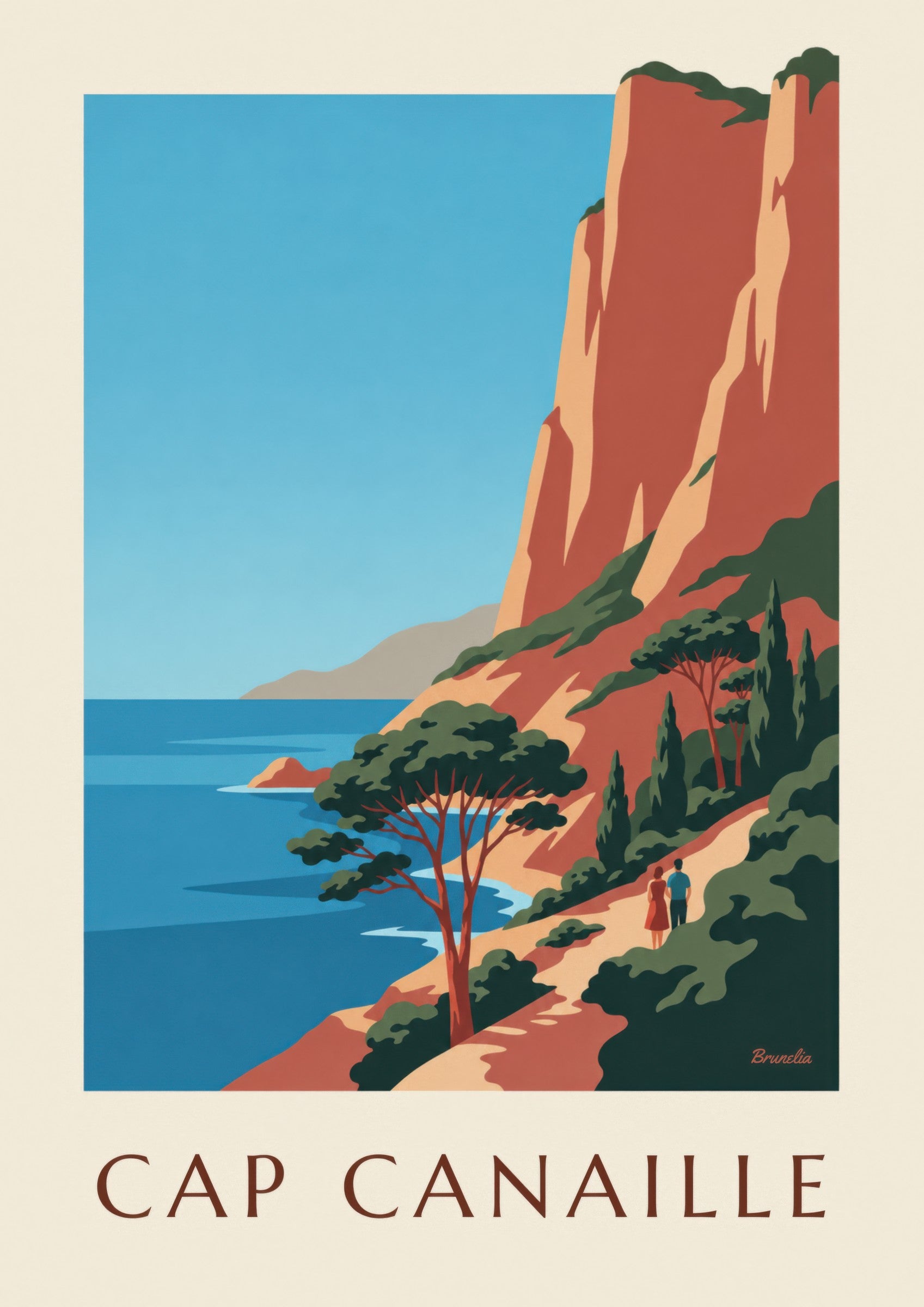 Affiche Cap Canaille, falaises rouges et mer bleue: detail in close-up