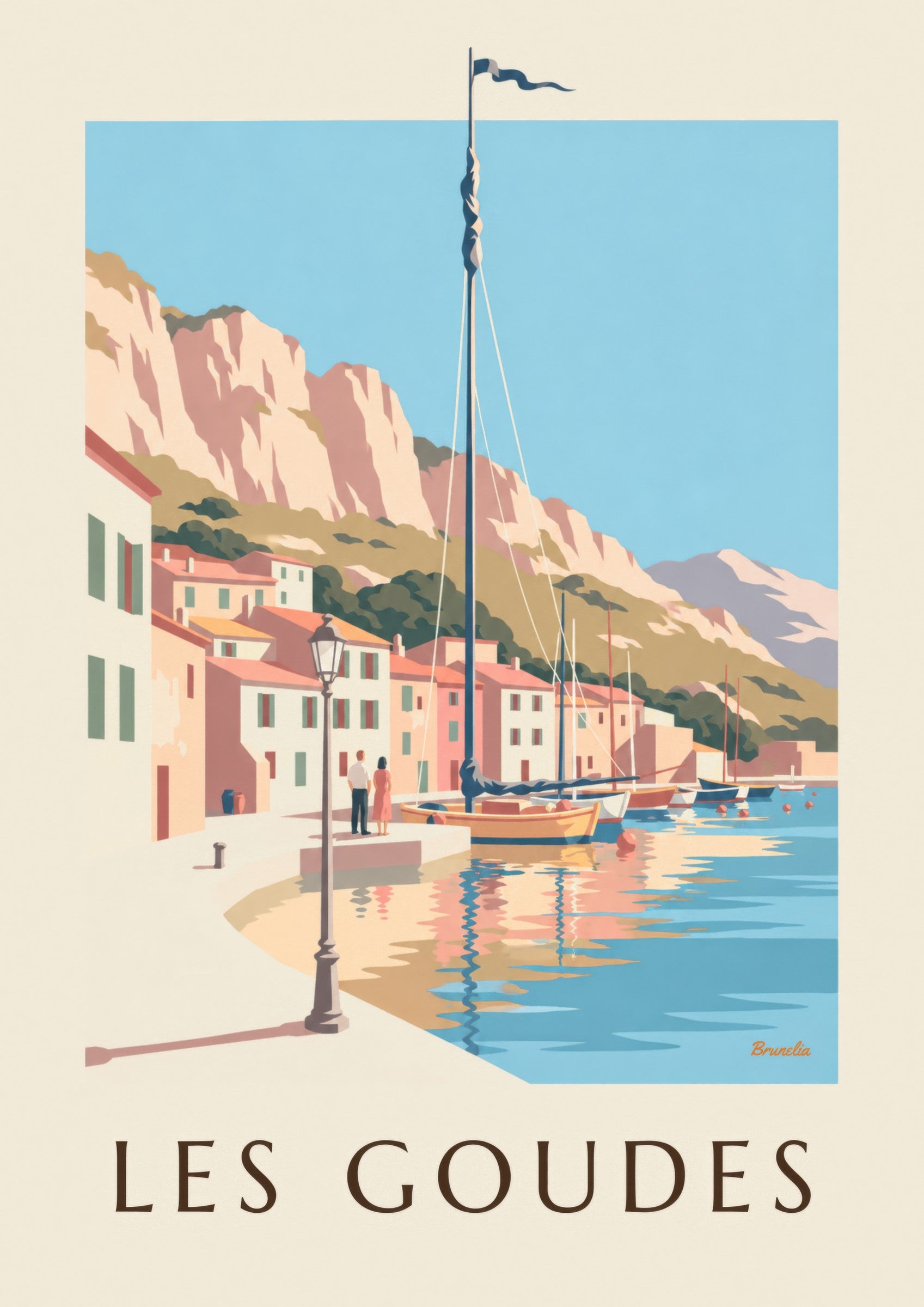Affiche port des Goudes au coucher du soleil: detail in close-up