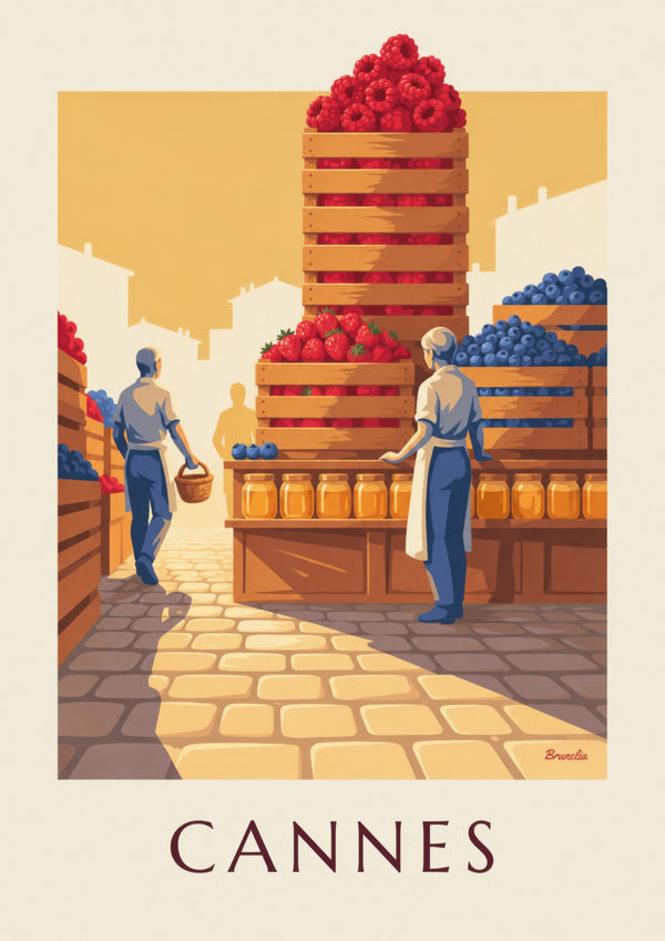 Poster van de Forville-markt in Cannes, rood fruit
