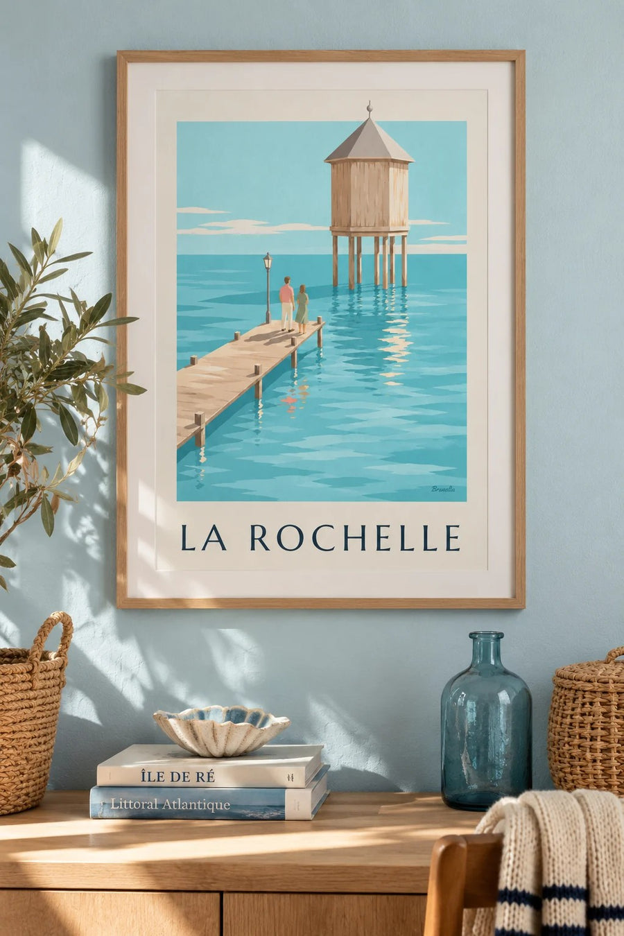 Poster van de vuurtoren van Bout du Monde in La Rochelle : ingelijst aan de muur