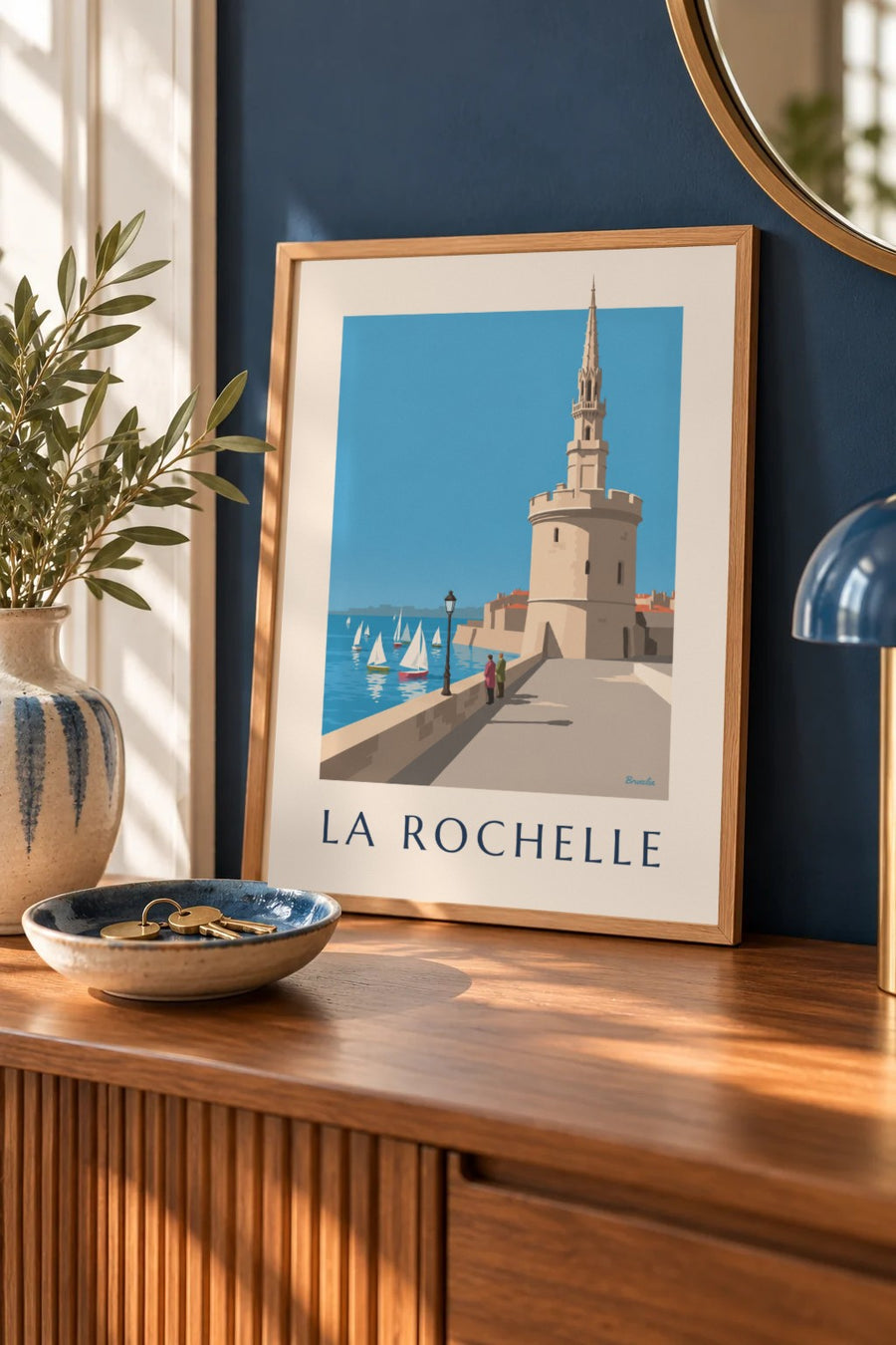 Poster Tour de la Lanterne in La Rochelle : klein A4-formaat, ingelijst