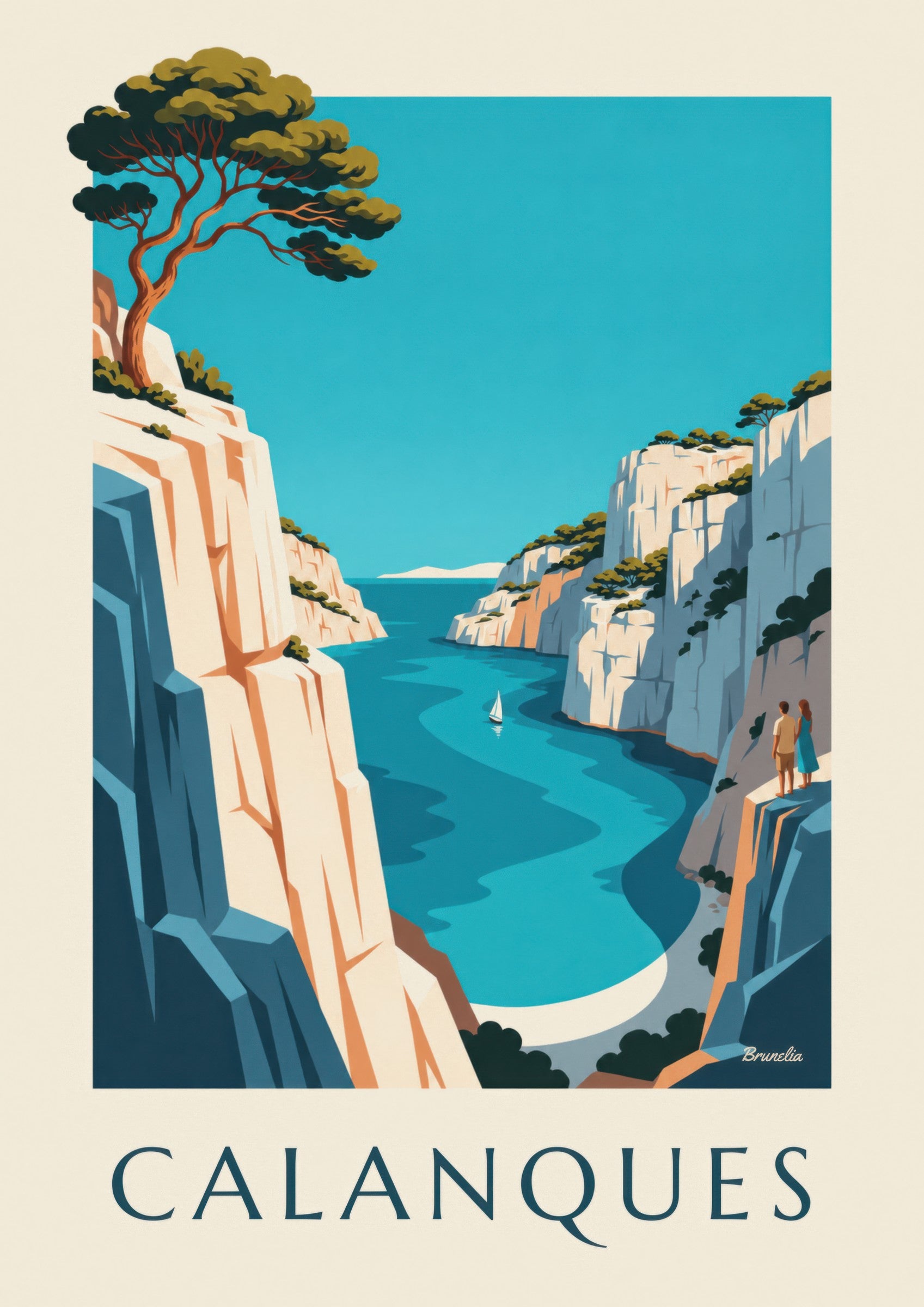 Affiche calanque d'En-Vau à Marseille: detail in close-up