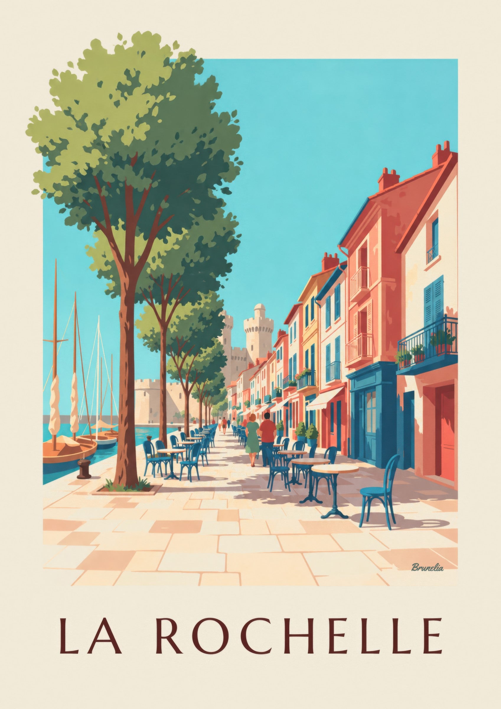 Poster van Le Gabut in La Rochelle, kleurrijke huizen: detail in close-up
