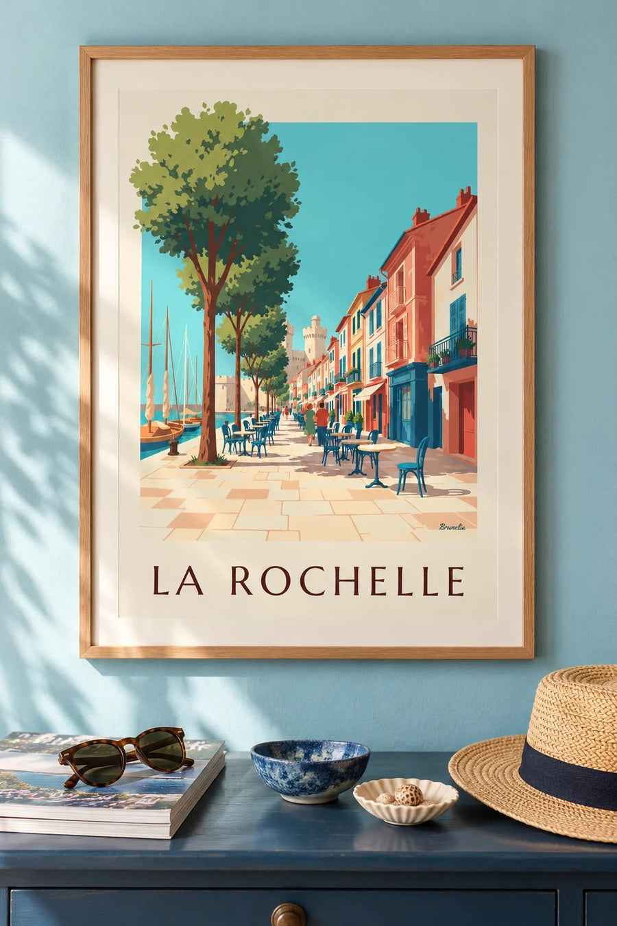 Poster van Le Gabut in La Rochelle, kleurrijke huizen : ingelijst aan de muur