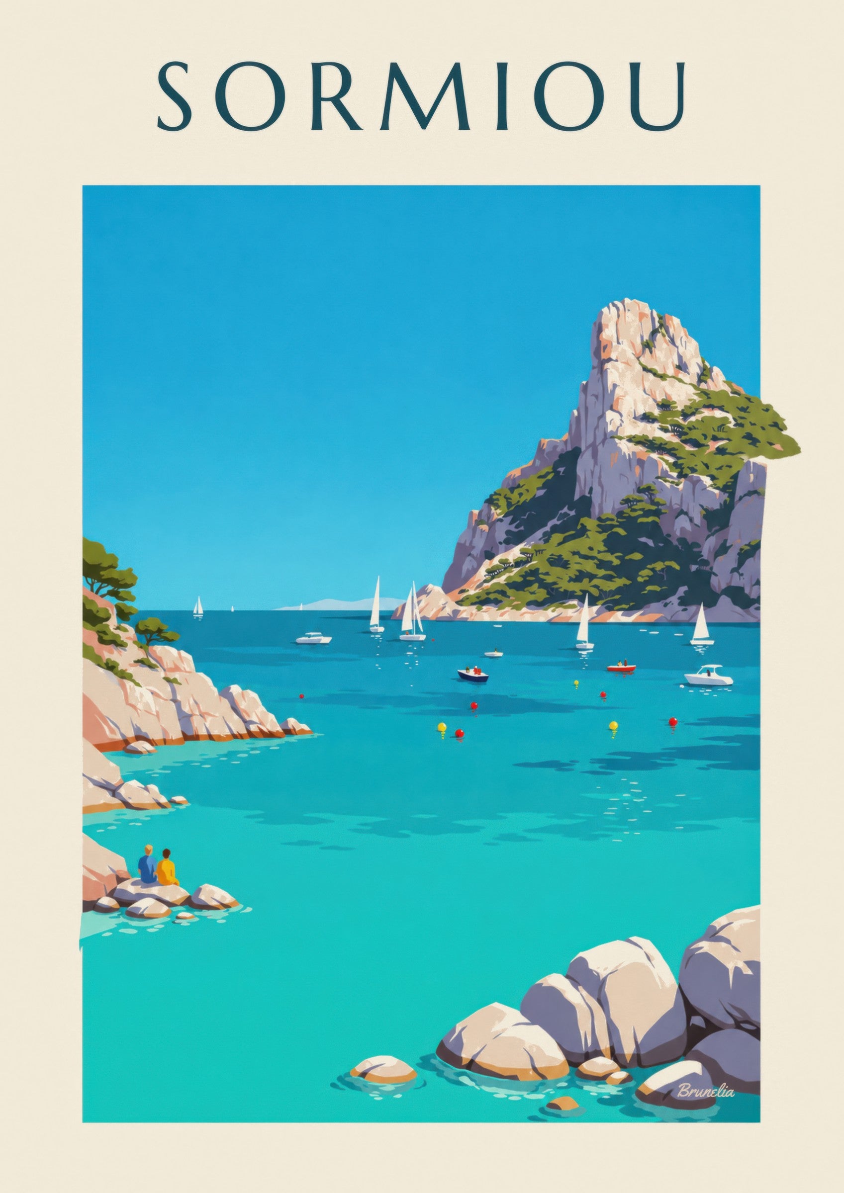 Affiche calanque de Sormiou à Marseille: detail in close-up