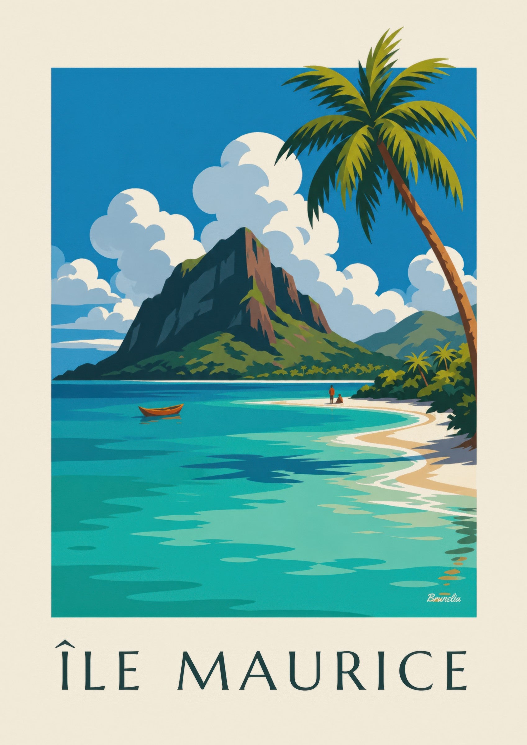 Affiche Le Morne Brabant et son lagon (titre ÎLE MAURICE): detail in close-up