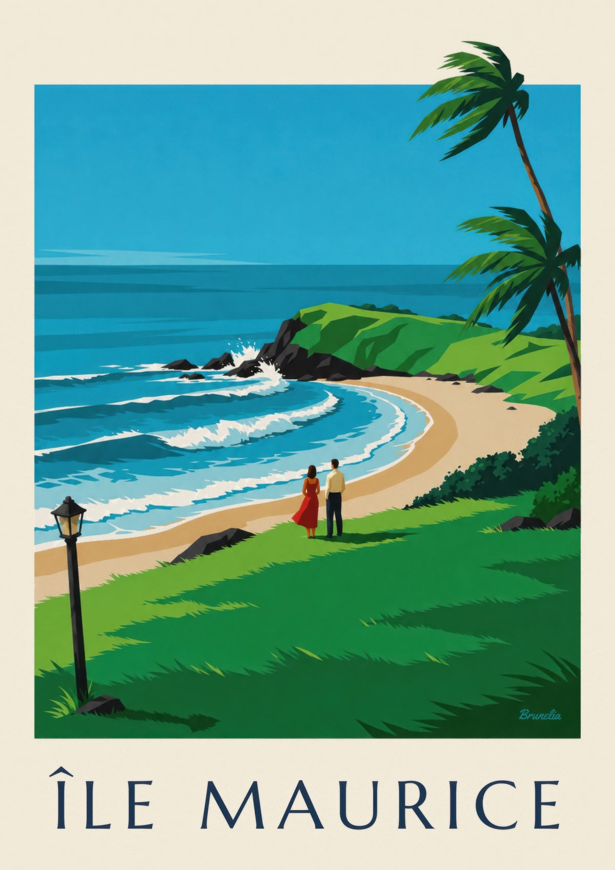 Poster Mauritius, de ruige kust van Gris-Gris (titel ÎLE MAURICE)