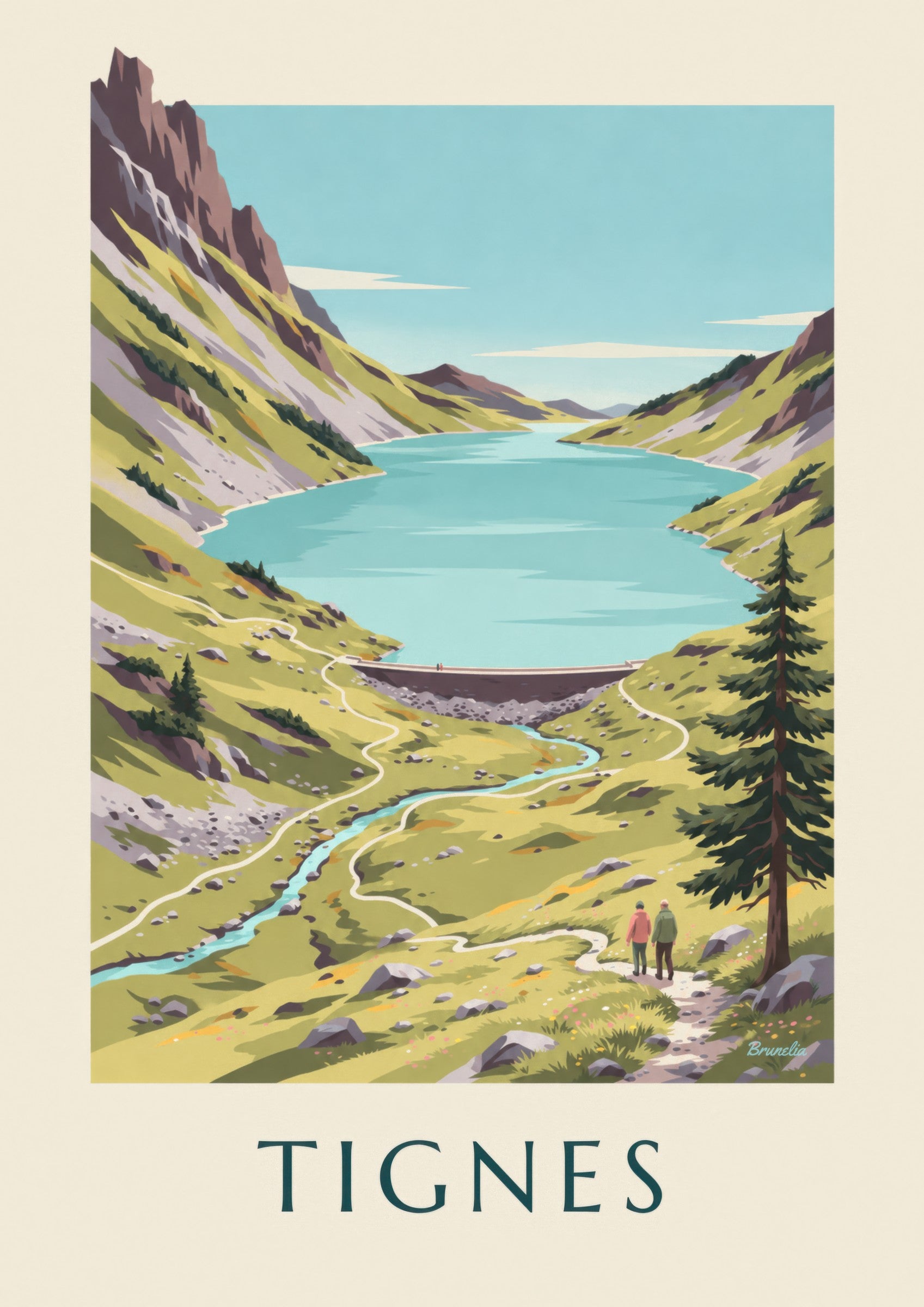 Affiche Tignes, lac turquoise de la Sassière: detail in close-up