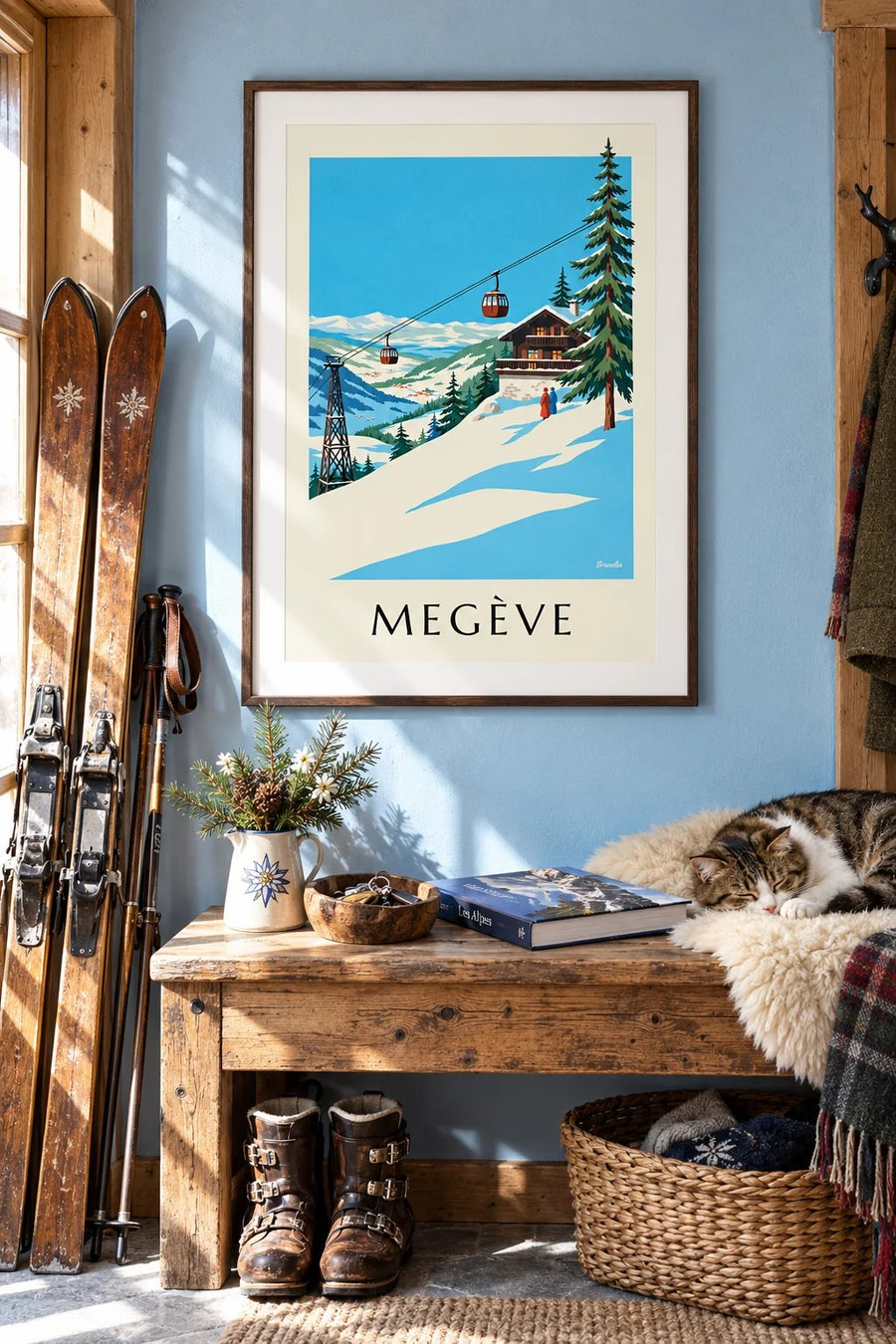 Affiche Megève, télécabine du Mont d'Arbois : encadrée au mur