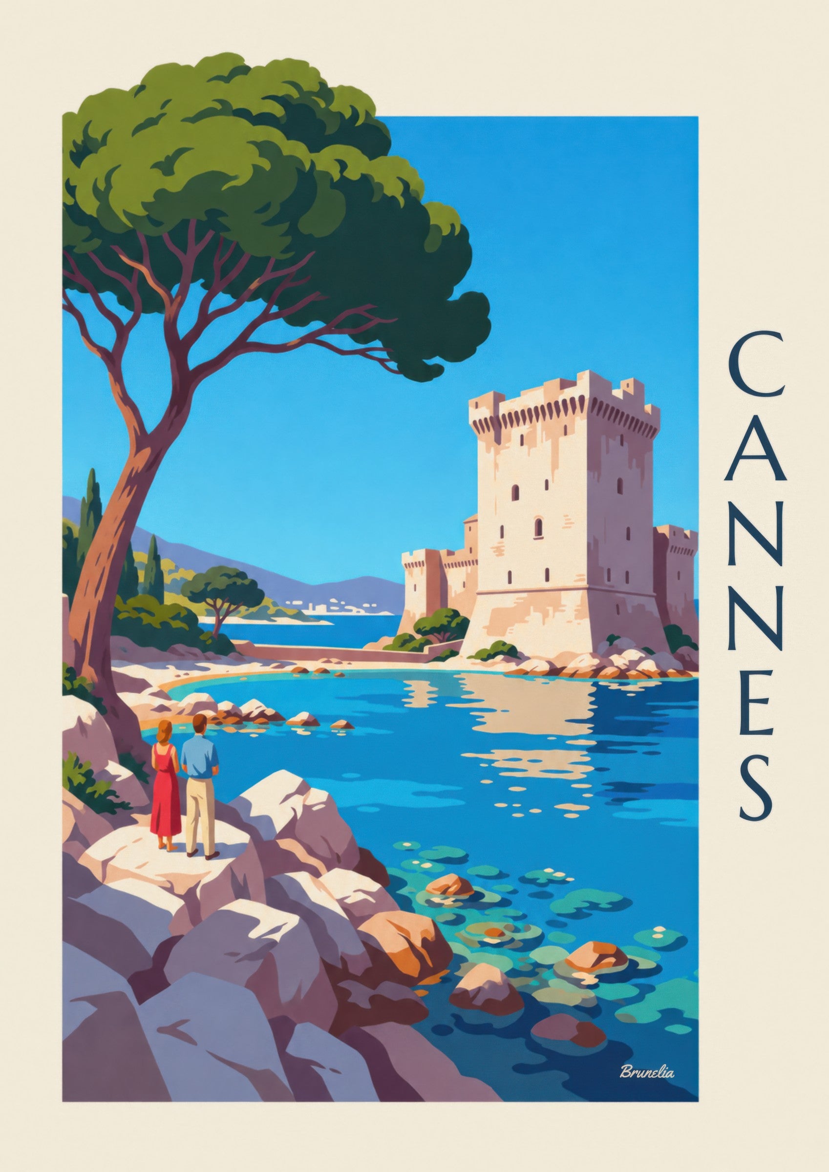 Affiche monastère fortifié de Saint-Honorat: detail in close-up