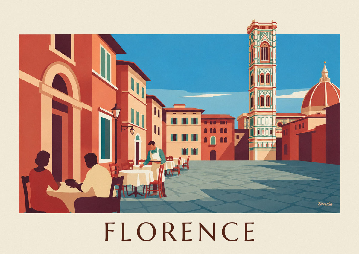 Poster koffieterras bij de Duomo van Florence