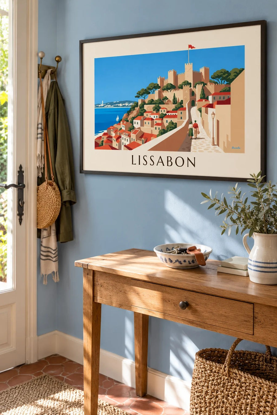 Poster Castelo de São Jorge en daken van de Alfama in Lissabon: ingelijst aan de muur