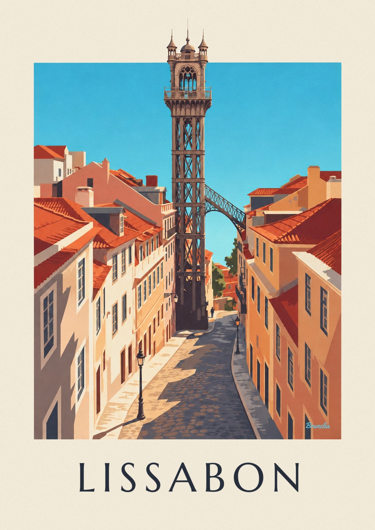 Poster Santa Justa-lift in Lissabon