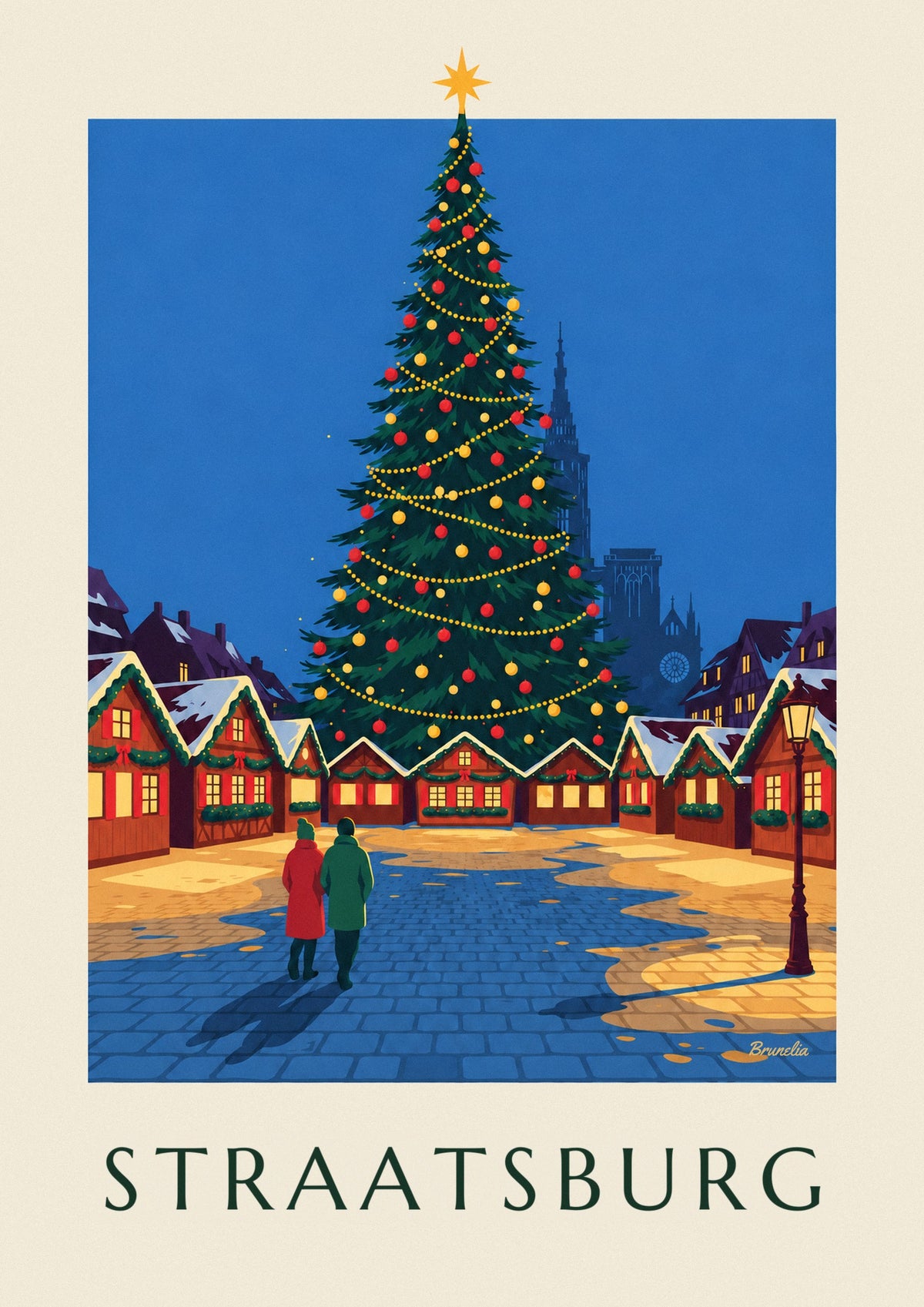 Poster kerstmarkt van Straatsburg op de Place Kléber