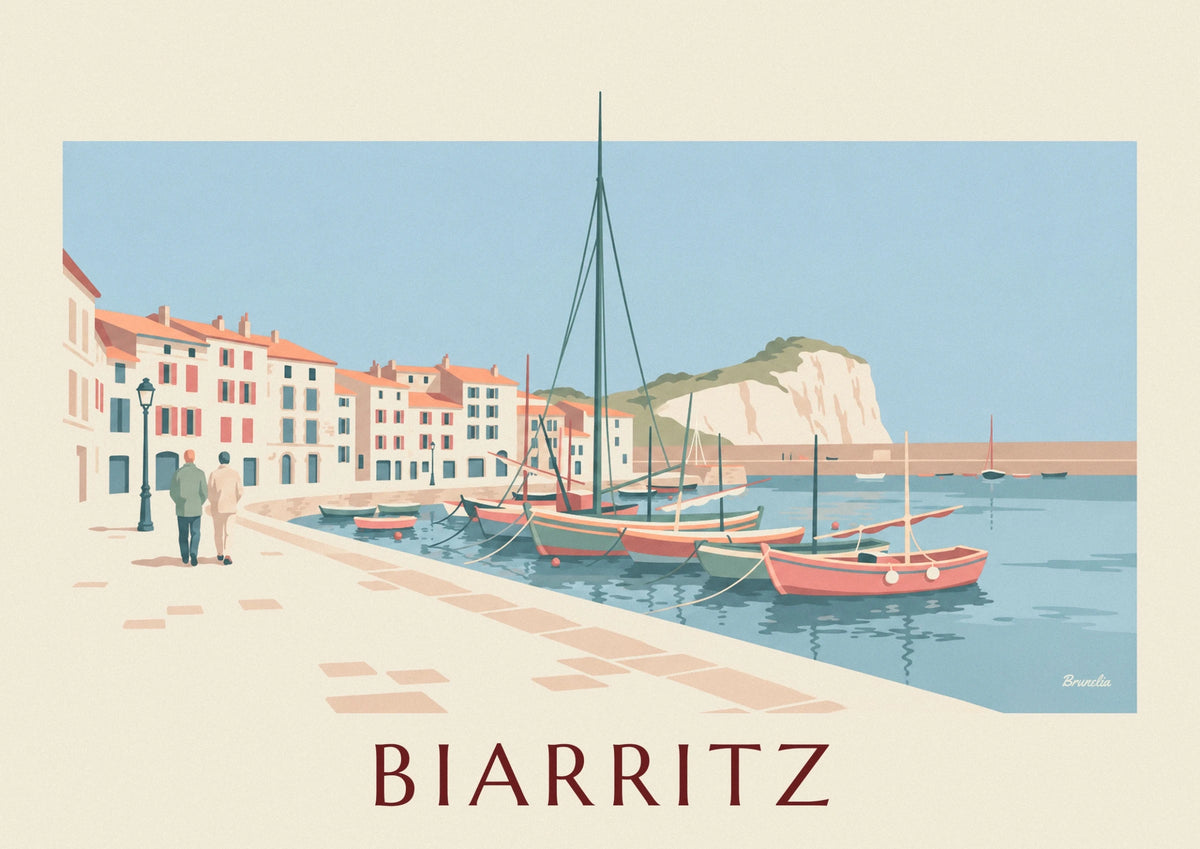 Affiche port des Pêcheurs de Biarritz et Rocher de la Vierge