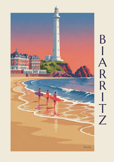 Poster surfers en longboards voor het Hôtel du Palais in Biarritz: de volledige poster