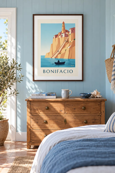 Poster Trap van de koning van Aragon in de rotswand van Bonifacio: ingelijst aan de muur