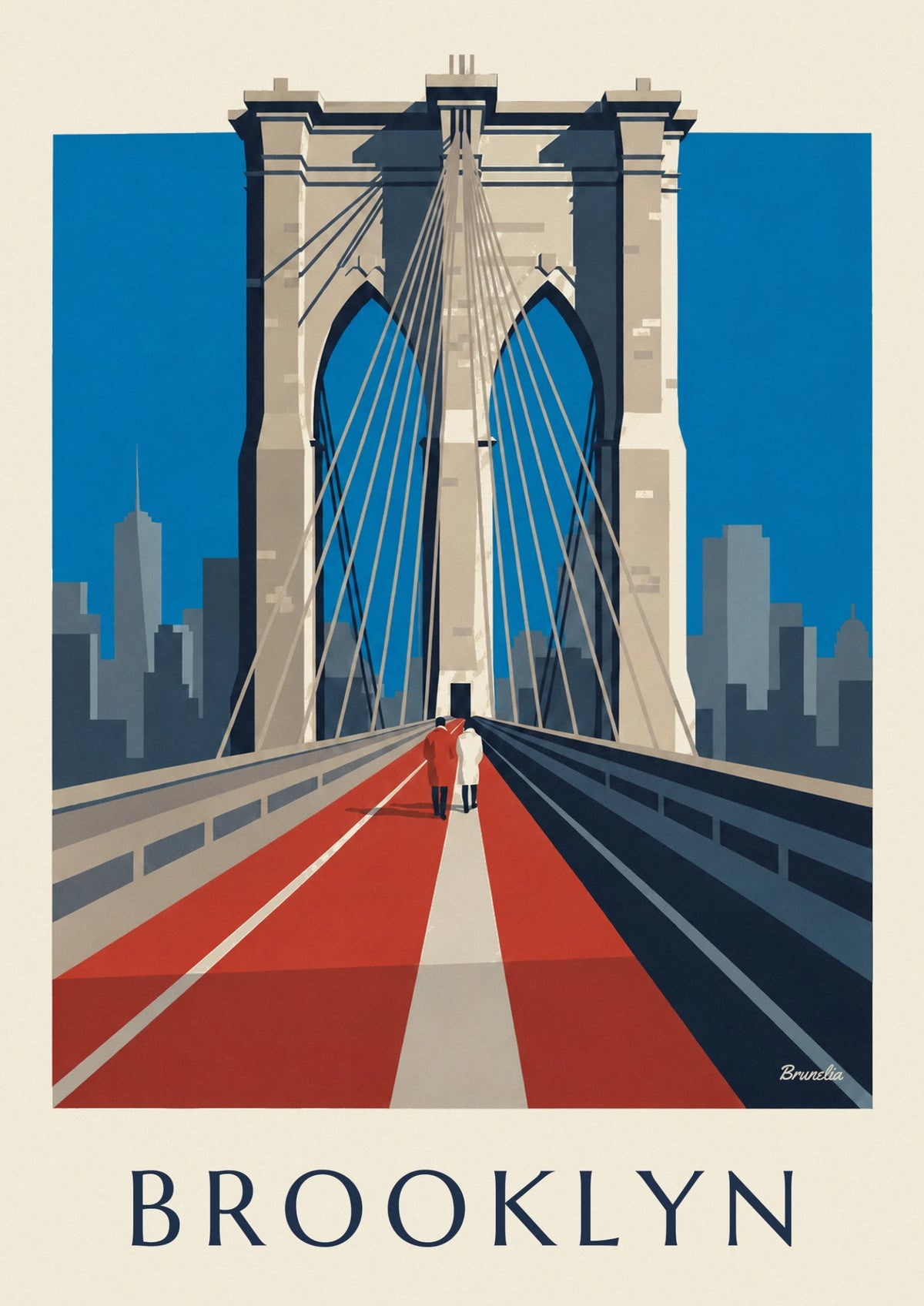 Brooklyn Bridge perspective from the walkway poster