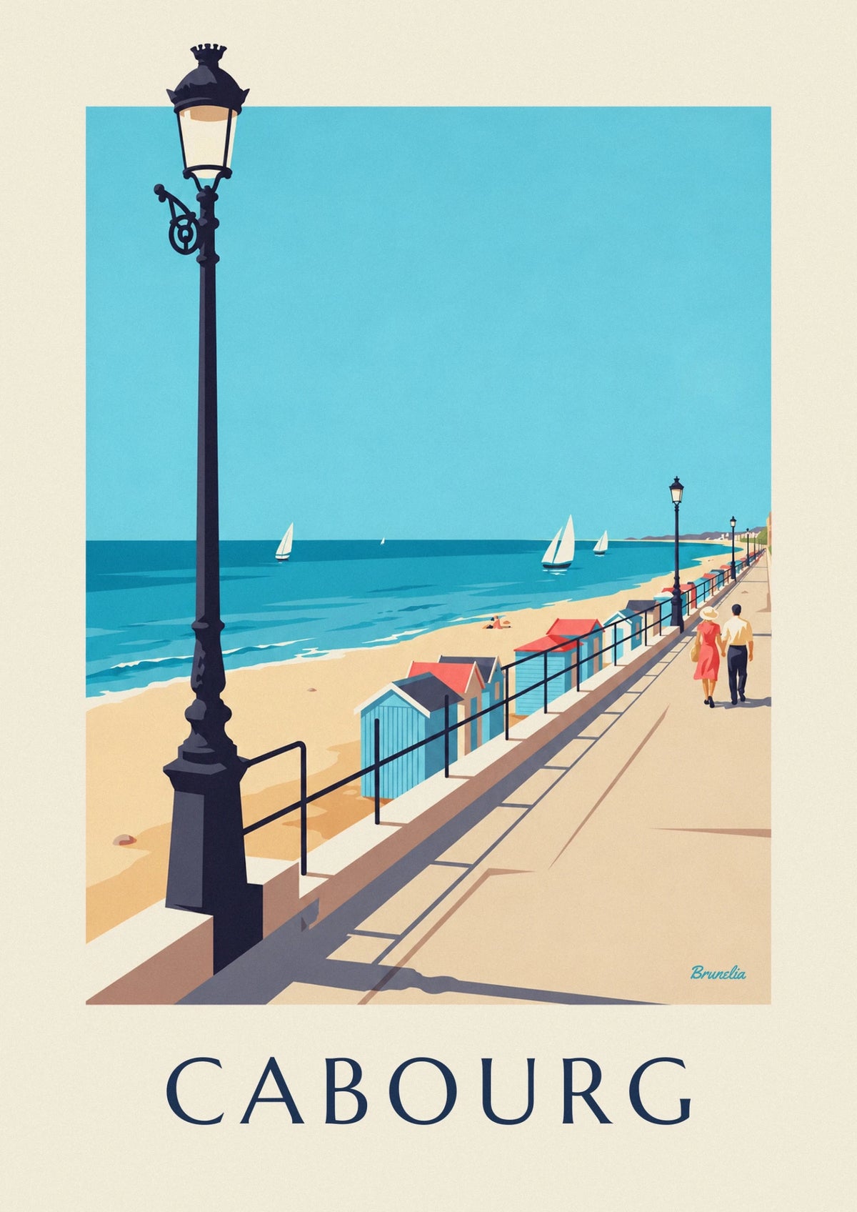 Affiche promenade Marcel-Proust en bord de mer à Cabourg