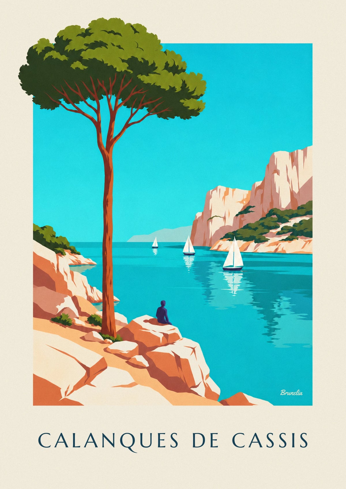 Affiche calanques de Cassis et eau turquoise