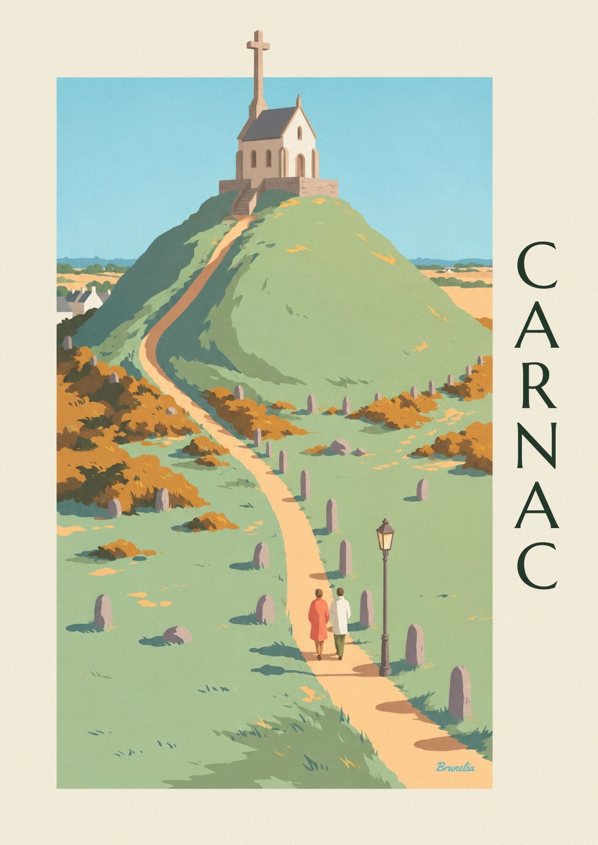 Carnac Saint-Michel tumulus and white chapel poster