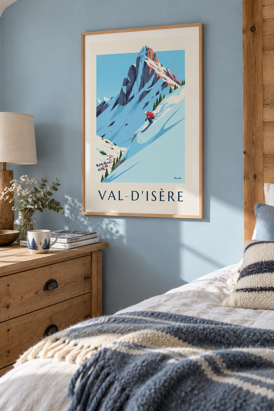 Poster of a skier in powder snow in Val-d’Isère: framed on the wall