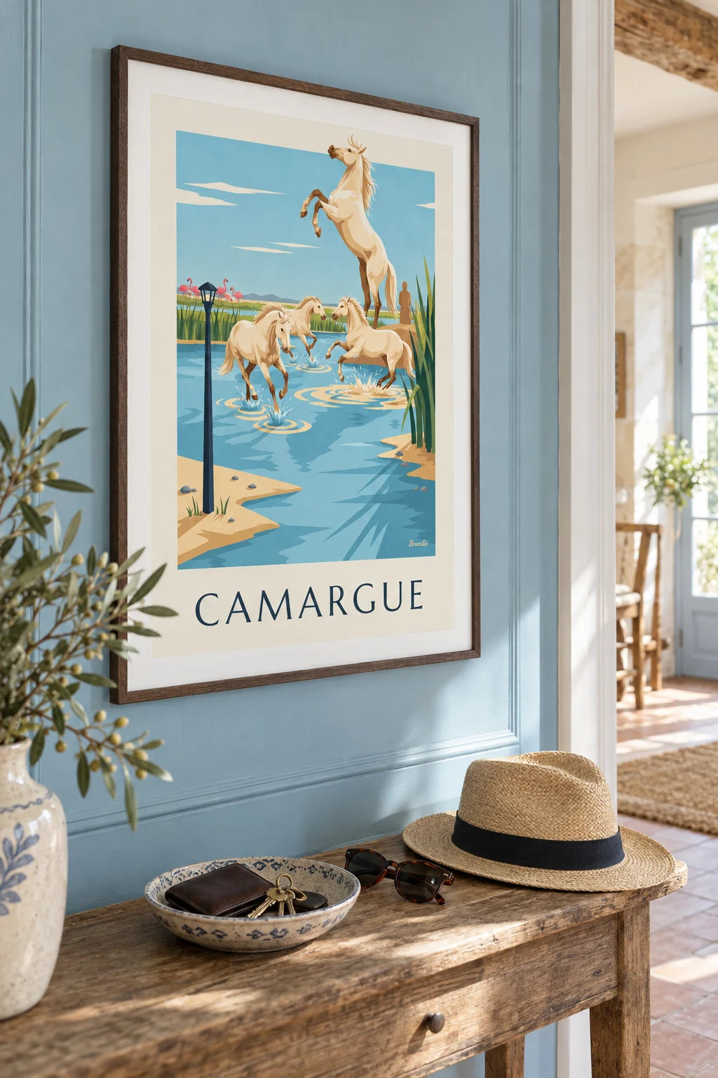 Camargue horses galloping through the marshes poster on the wall