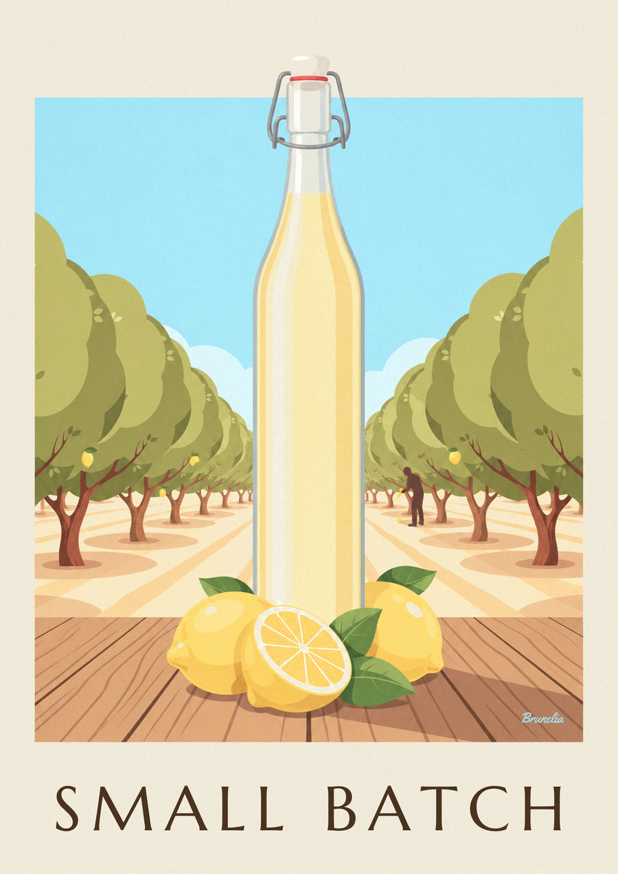 Homemade lemonade bottle and lemons poster