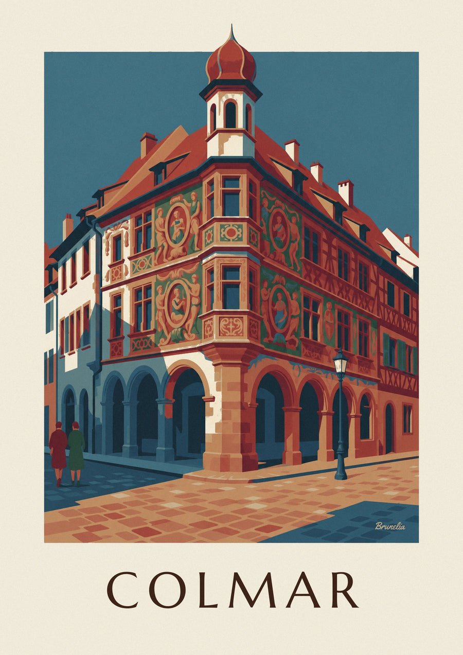 Poster Maison Pfister met houtsnijwerk-galerij in Colmar