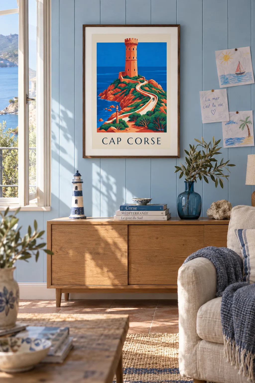 Genoese tower on the Cap Corse coast poster on the wall
