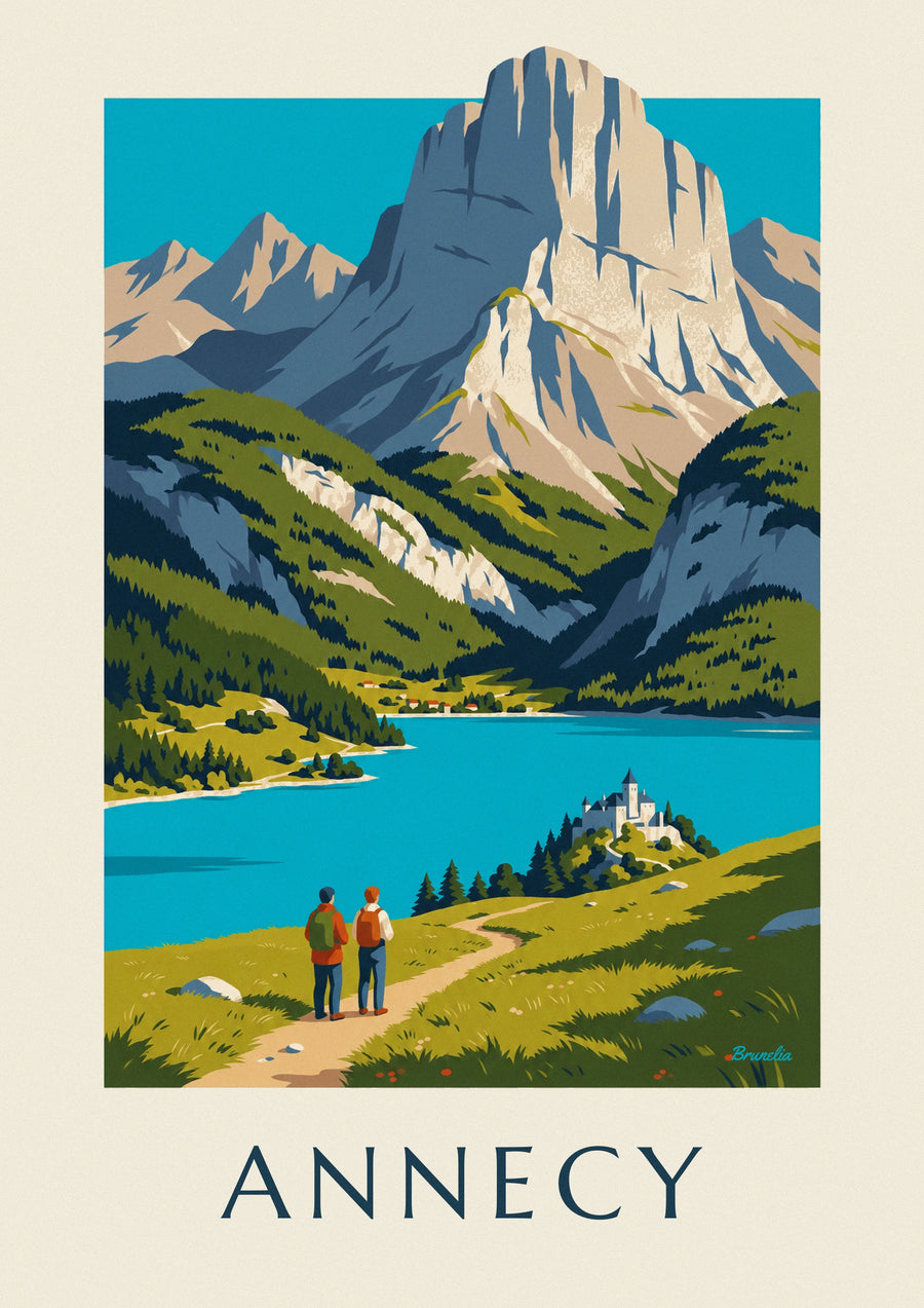 Poster wandeling boven het meer van Annecy