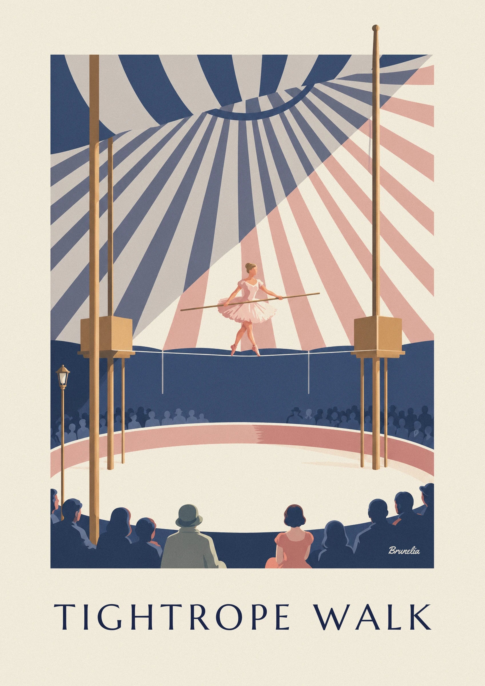 Big top tightrope acrobat poster: close-up detail