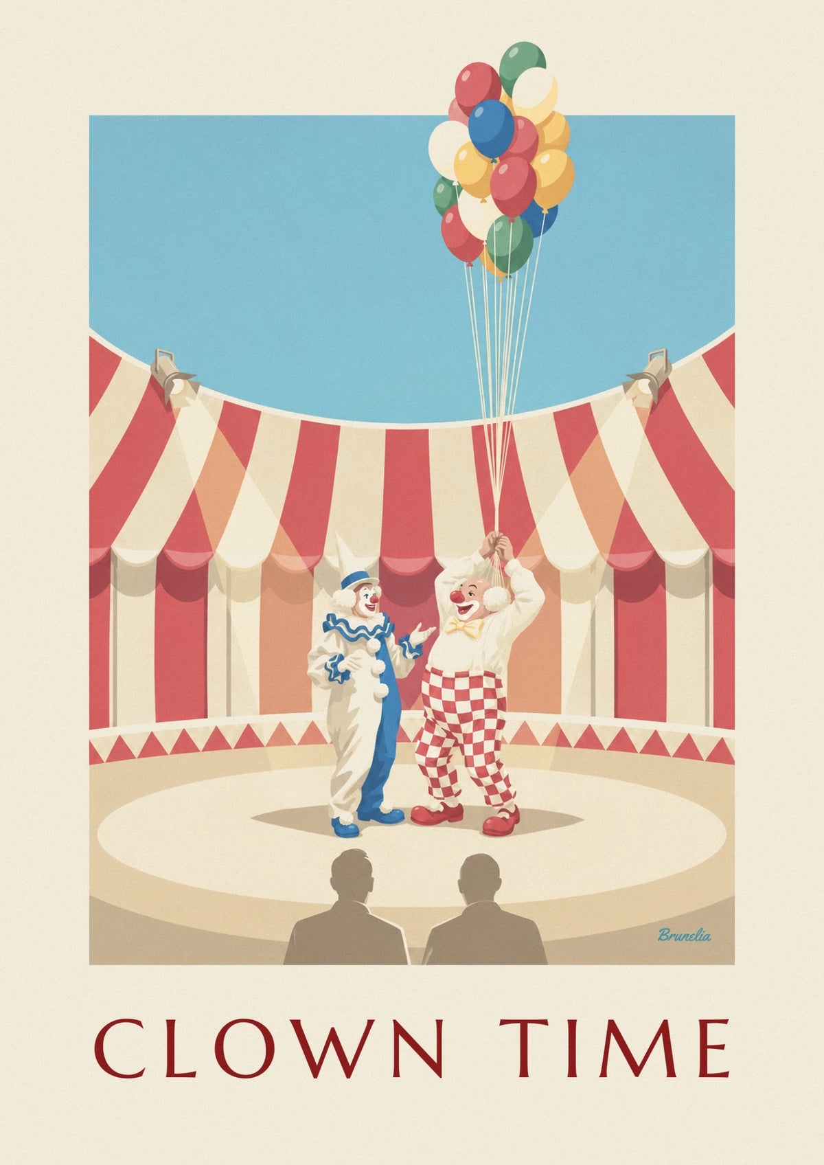 Affiche clown blanc et auguste sous le chapiteau