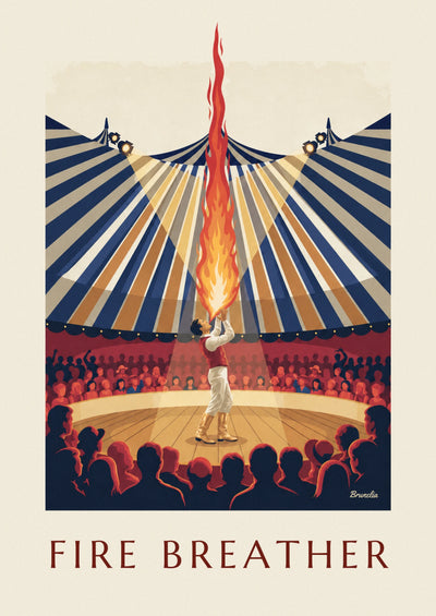Poster of a fire-breather under the circus big top: the full poster