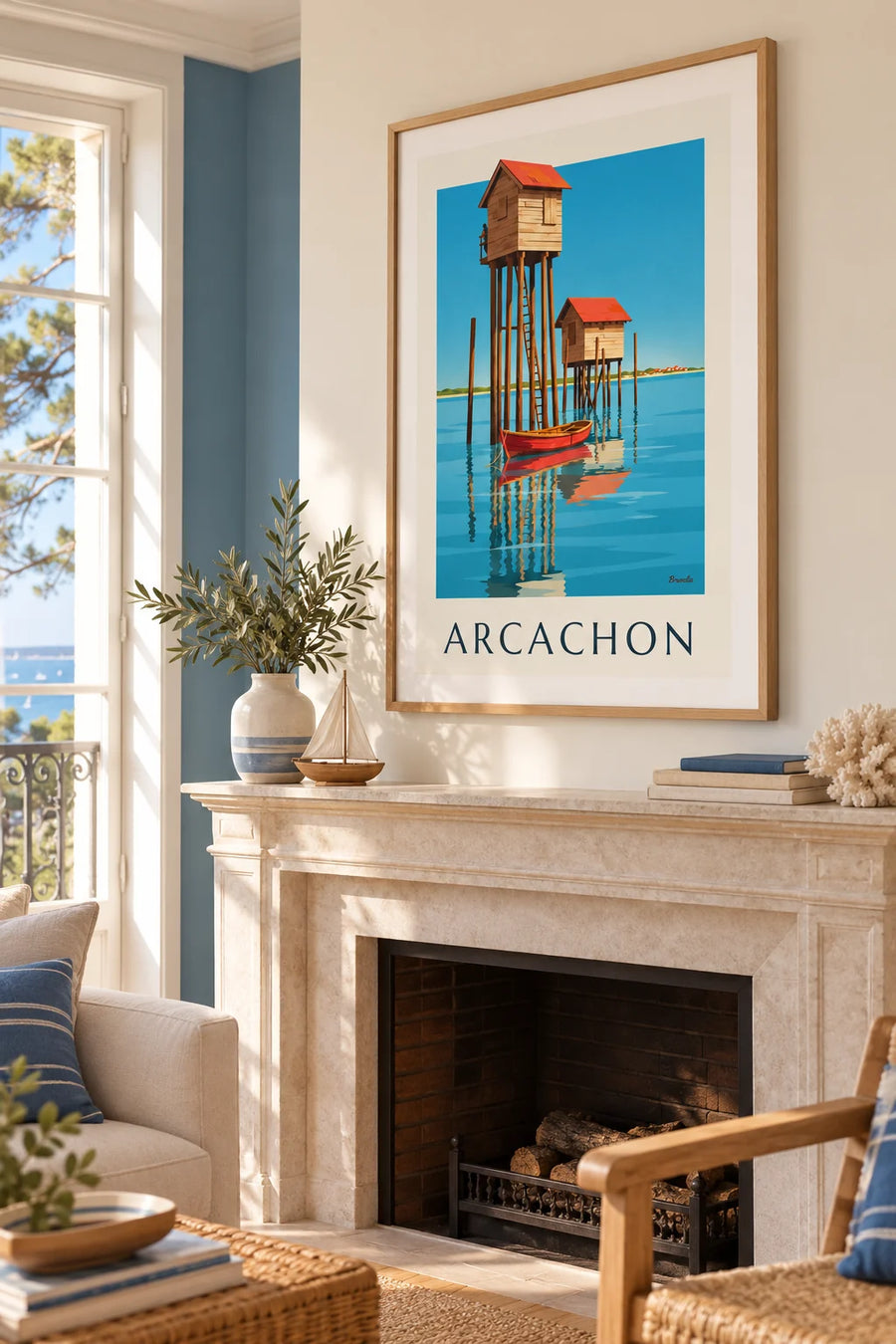 Poster tchanquées-hutten op palen in het Bassin d'Arcachon: ingelijst aan de muur