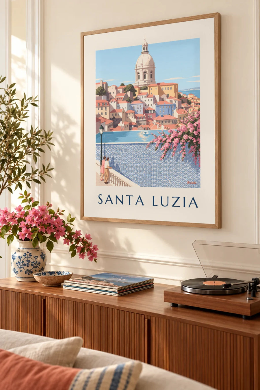 Poster miradouro de Santa Luzia en azulejos in Lissabon: ingelijst aan de muur