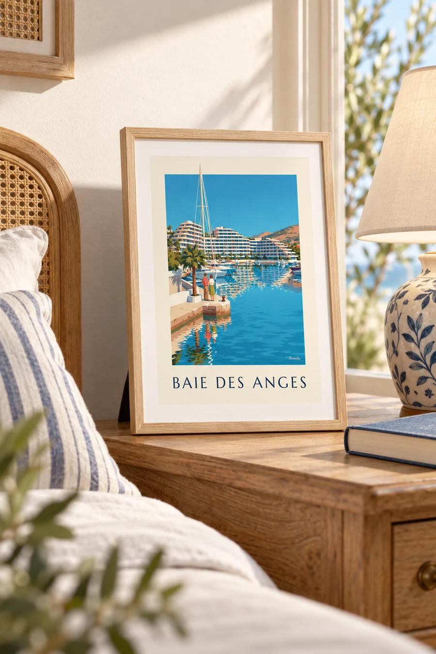 Poster jachthaven Baie des Anges in Villeneuve-Loubet: klein A4-formaat ingelijst