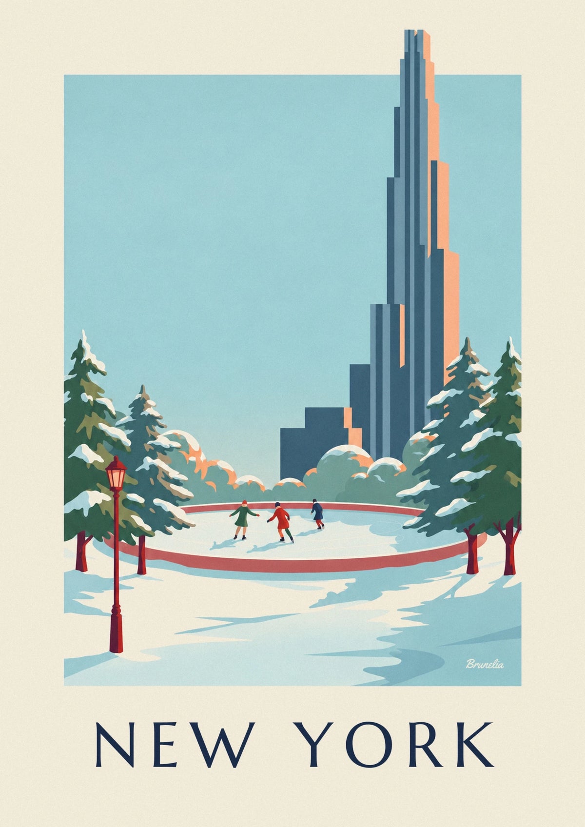Central Park skating rink in winter poster