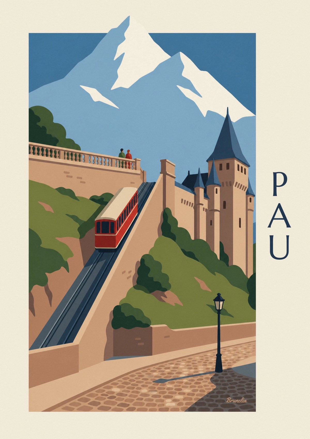 Affiche funiculaire de Pau et ses montagnes