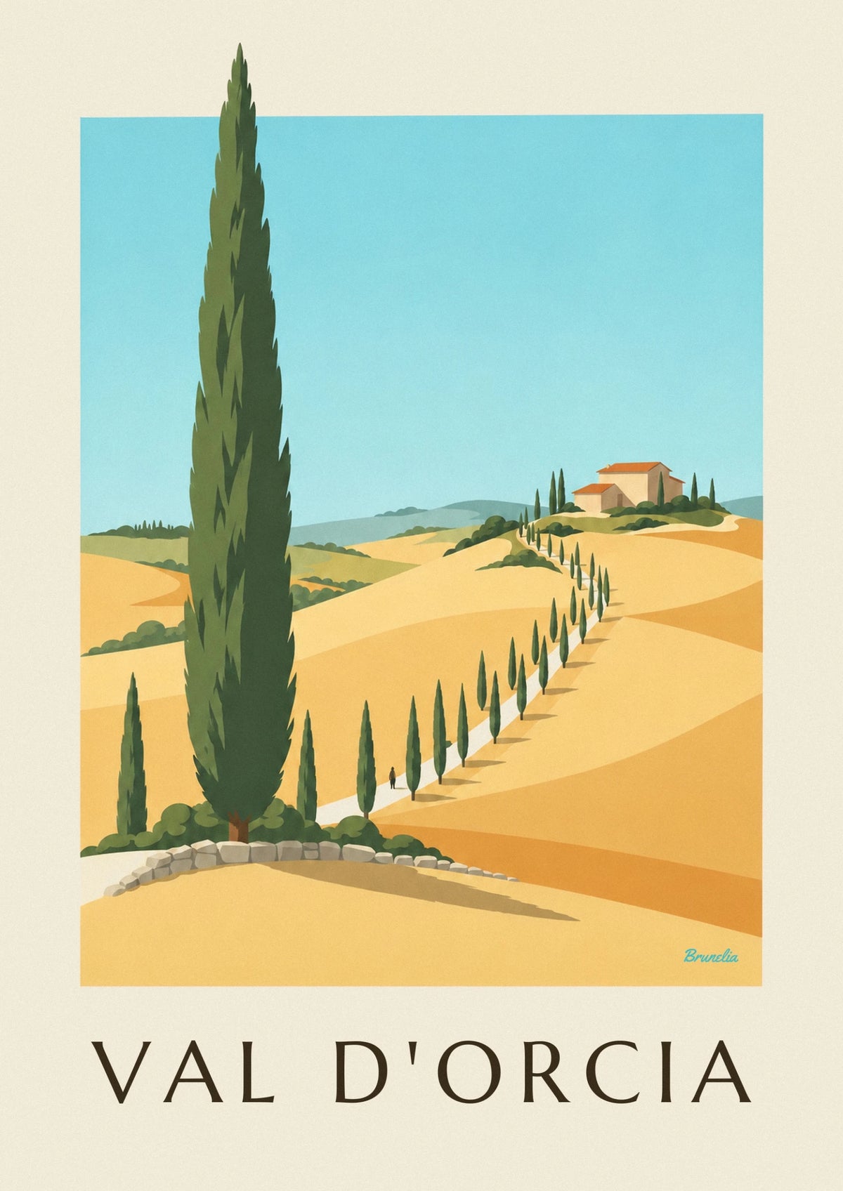 Val d’Orcia hills and cypresses in Tuscany poster