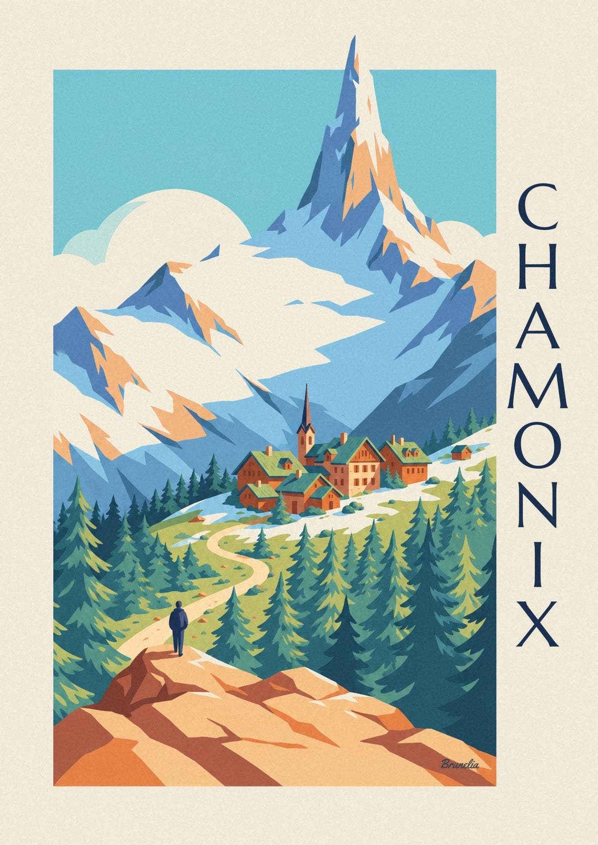 Mont Blanc massif from Chamonix poster