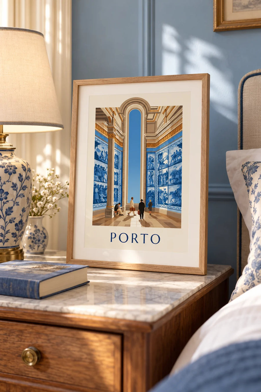 Poster azulejos van station São Bento in Porto: klein A4-formaat in lijst