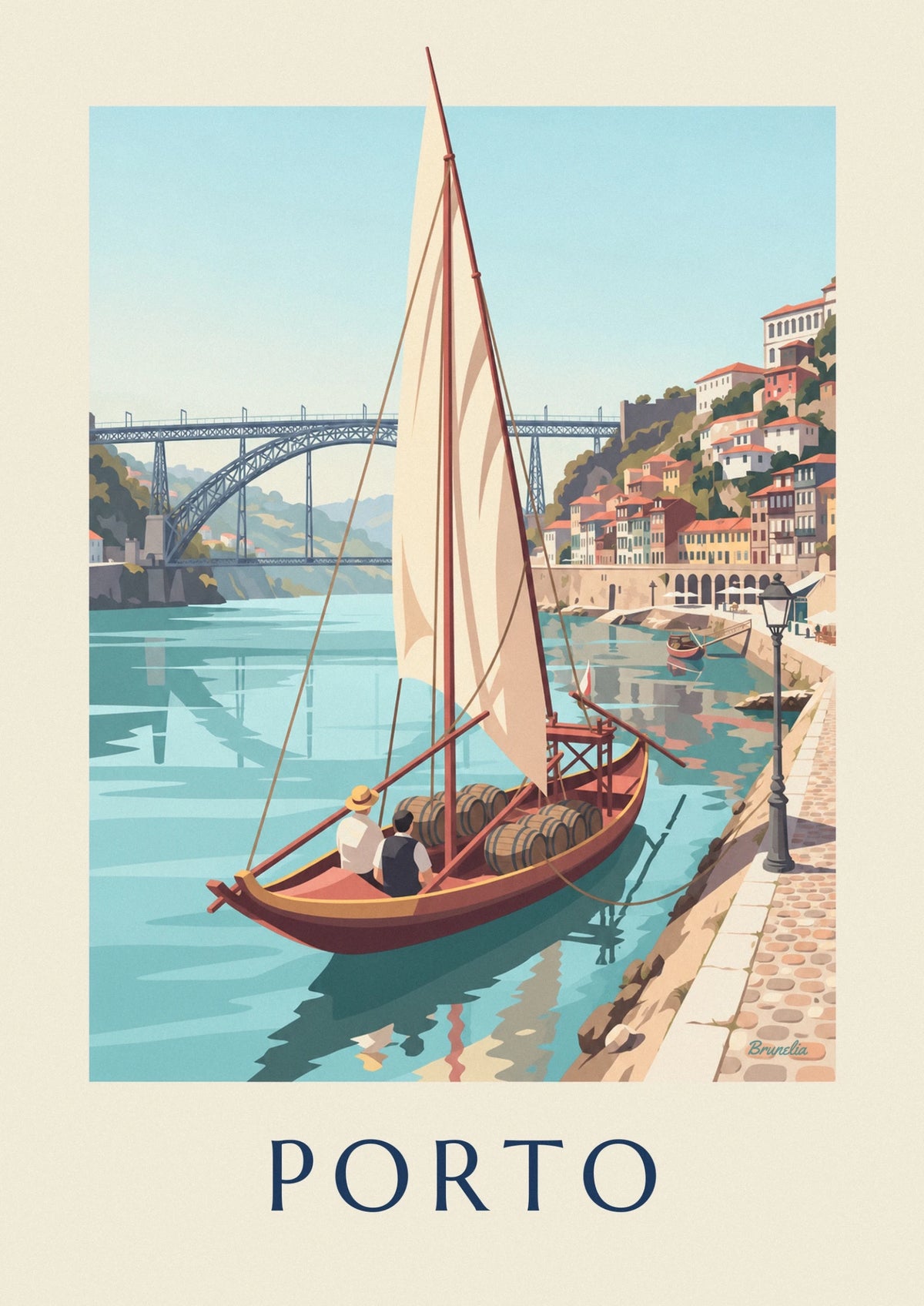 Porto Dom Luís bridge and rabelo boat on the Douro poster