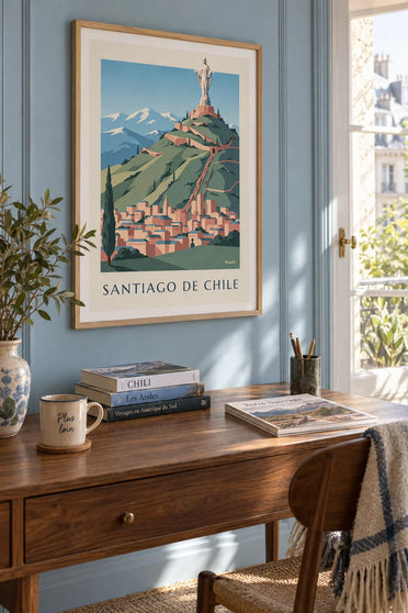 Poster Cerro San Cristóbal in Santiago de Chile: ingelijst aan de muur
